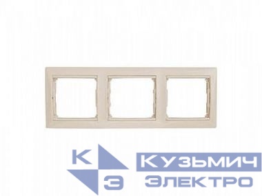 Рамка 3-м Valena горизонт. сл. кость/зол. штрих (DIY-упак.) IEK 695648