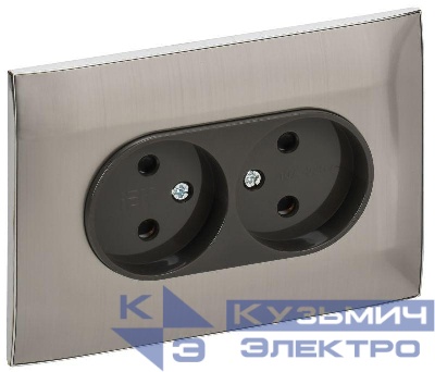 Розетка 2-м SKANDY 10А без заземл. защ. шторки в сборе SK-R09N никель IEK SK-R23-10-K50-F