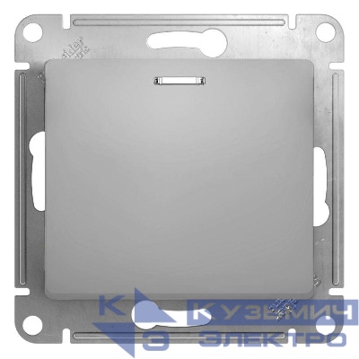 Переключатель проходной 1-кл. СП Glossa 10А IP20 (сх. 6а) 10AX с подсветкой механизм алюм. SE GSL000363