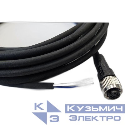 Кабель M12 4A гнездовой 10000мм прямой полиуретан свободный конец СЦМ120023-04A-2-10000 черн. СТЭЗ 185210965