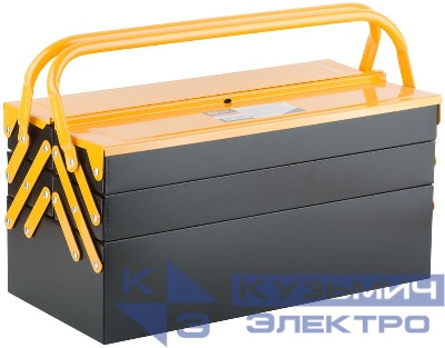 Ящик для инструмента металлический с 4-мя раздвижными отделениями 420х200х200мм FIT 65679