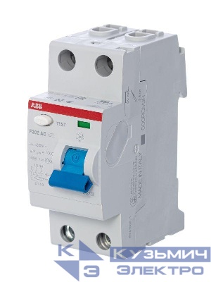 Выключатель дифференциального тока (УЗО) 2п 16А 10мА тип AC F202 ABB 2CSF202001R0160
