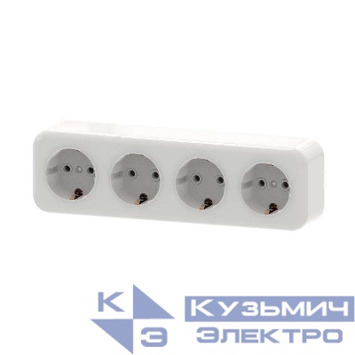 Розетка 4-м ОП Викинг с заземл. бел. БЕЛТИЗ RA16-445-Б