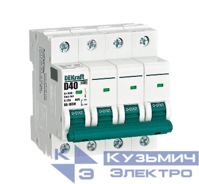 Выключатель автоматический модульный 4п D 40А 6кА ВА-103M без теплозащиты DEKraft 12569DEK