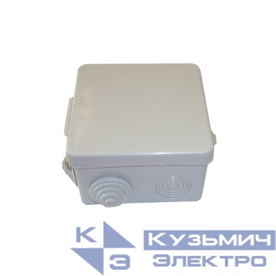 Коробка распаячная для открытой проводки 80*80*50мм (квадратная), 7 входов с гермовводами, IP54, серая