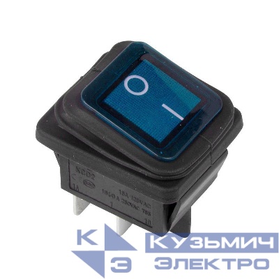 Выключатель клавишный 250В 15А (4с) ON-OFF син. с подсветкой ВЛАГОЗАЩИТА (RWB-507) Rexant 36-2361