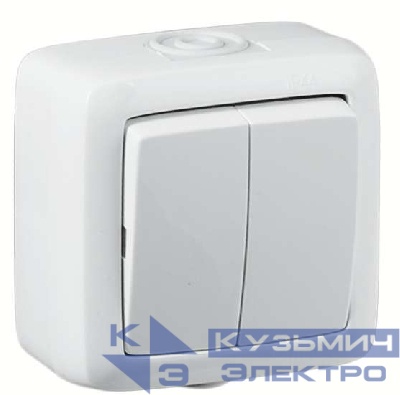 Выключатель 2-кл. ОП Альфа 16А IP44 250В без индикации бел. HEGEL ВА16-251