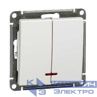 Выключатель 2-кл. СП W59 10А IP20 10AX с подсветкой механизм бел. SE VS510-251-1-86