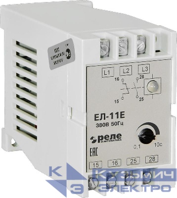 Реле контроля трехфазного напряжения ЕЛ-11Е 380В 50Гц задержка срабатывания 0.1-10с ток контактов исполнительного реле 5А 2п УХЛ4 Реле и Автоматика A8222-77135136