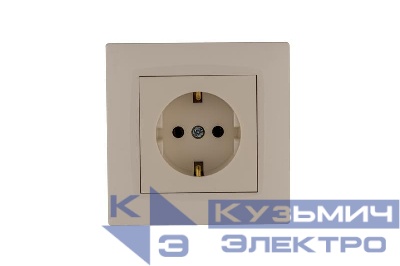 Розетка 1-м Karea RIZZ с заземл. керамика крем Makel 88010008