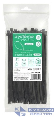 Стяжка кабельная 200х4.8 черн. (уп.100шт) SE IMT20048B