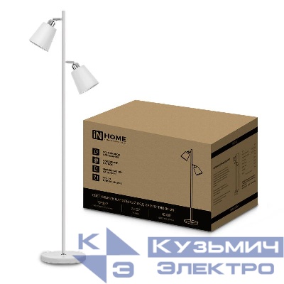 Светильник ТНО 01-2Б 2х60Вт E27 230В торшер напольн. под лампу на основании бел. IN HOME 4690612049632