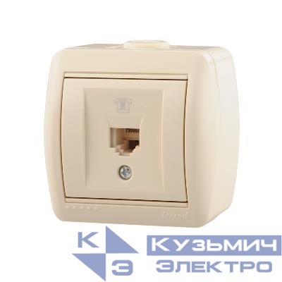 Розетка телефонная 1-м ОП Nata RJ11 16А IP20 евро стандарт крем. LEZARD 710-0300-137