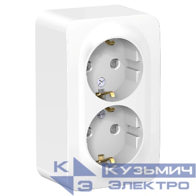 Розетка 2-м ОП Blanca 16А IP20 250В с заземл. защ. шторки с изолир. пластиной бел. SE BLNRA011211