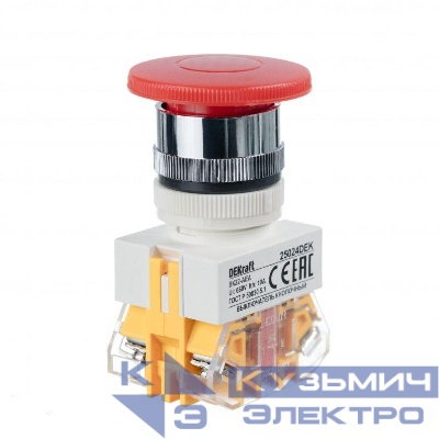 Выключатель кнопочный "Грибок" AEA ВК-22 d22мм 220В красн. DEKraft 25024DEK