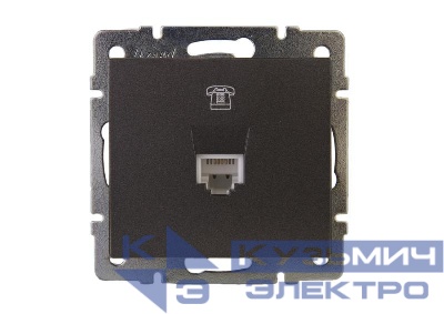 Розетка телефонная Rain RJ11 евро стандарт механизм матов. черн. графит LEZARD 703-4188-137