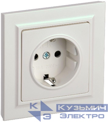 Розетка СП BRITE РСР14-1-0-БрЖ 16А в сборе с заземл. защ. шторки жемчуж. IEK BR-R14-16-K36-F
