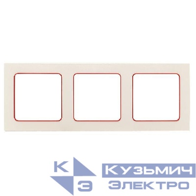 Рамка 3-м Стокгольм бел. с линией цвета красн. PROxima EKF EAM-G-304-10