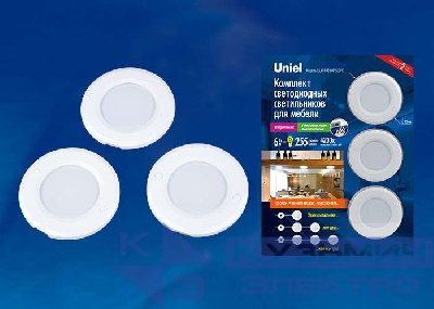 Светильник светодиодный ULM-F40-6Вт/4200К/DIM SENSOR IP20 WHITE диммер. D85х6.5мм бел. Uniel UL-00002887