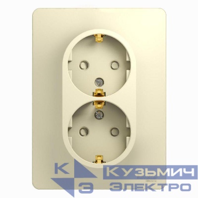 Розетка 2-м СП Glossa 16А IP20 с заземл. защ. шторки в сборе беж. SE GSL000226