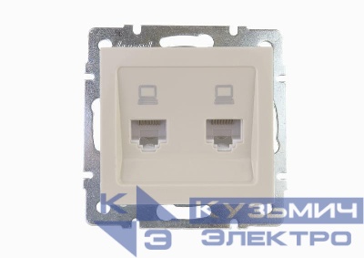 Розетка компьютерная 2-м Rain RJ45 механизм крем. LEZARD 703-0388-141