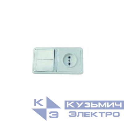 Блок БКВР-038 Бэлла (2-кл. выкл. + розетка) Кунцево 5827