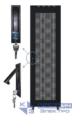 Дверь для шкафа серии Expert 37U Ширина 800, металлическая, с перфорацией, черная, Netko