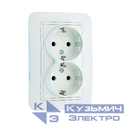 Розетка 2-м СП Lillium 16А IP20 с заземл. бел./бел. Makel 70082