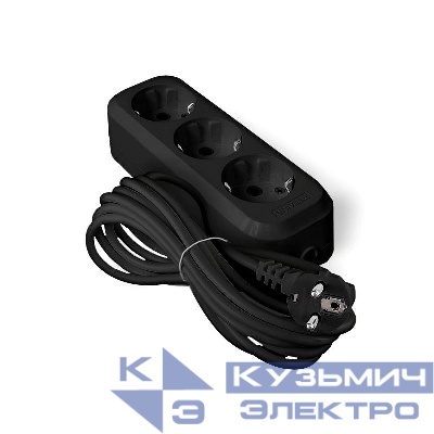 Удлинитель 3х5м с заземл. 10А IP20 У10-554 ПВС 3х0.75 черн. UNIVersal 1983
