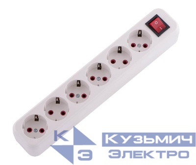 Колодка удлинителя 6-м с заземл. Lila с выкл. LEZARD 720-0600-602