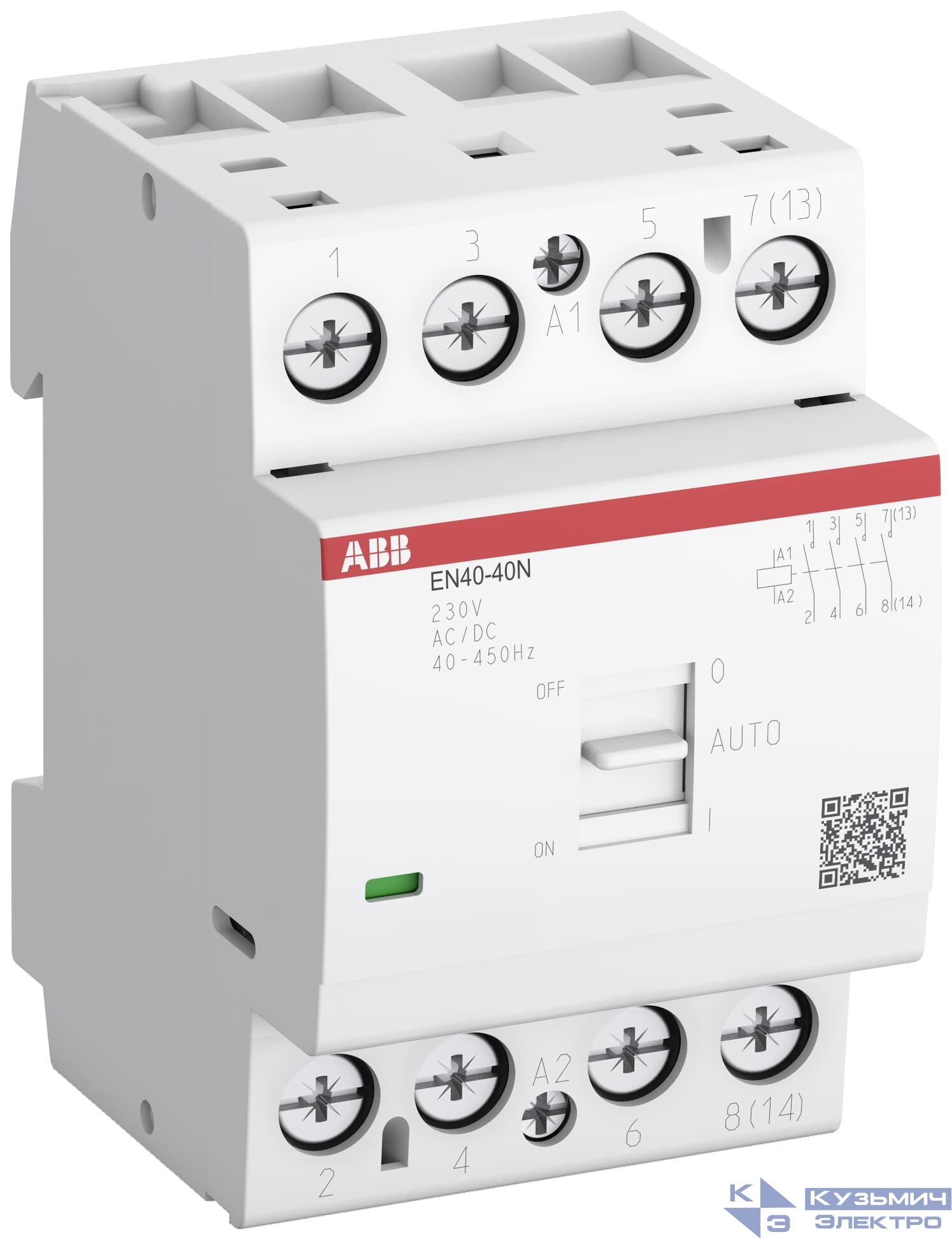 EN40-40N-06  Контактор модульный с ручным управлением (40А АС-1, 4НО), катушка 2 1SAE342111R0640