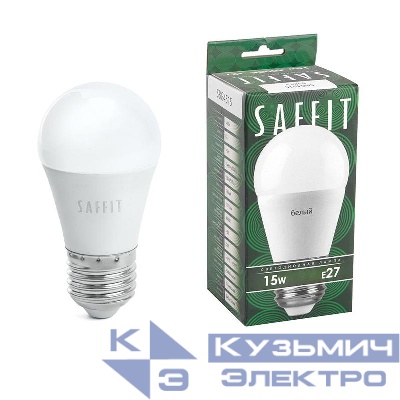 Лампа светодиодная SBG4515 15Вт G45 шар 4000К E27 230В SAFFIT 55213