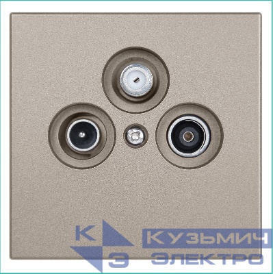 Розетка телевизионная проходная TV + FM + SAT 3-м СП FD Ф9.5мм с накладкой механизм бронза Jasmart FD6207BR