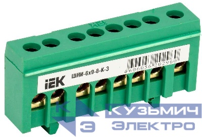 Шина PE "земля" в корп. изол. на DIN-рейку ШНИ-6х9-8-К-З зел. IEK YNN10-69-8KD-K06