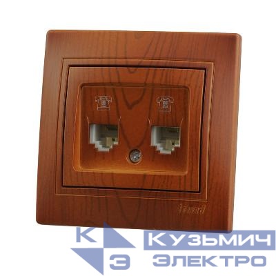 Розетка телефонная 2-м Mira RJ11 сосна LEZARD 701-0801-138