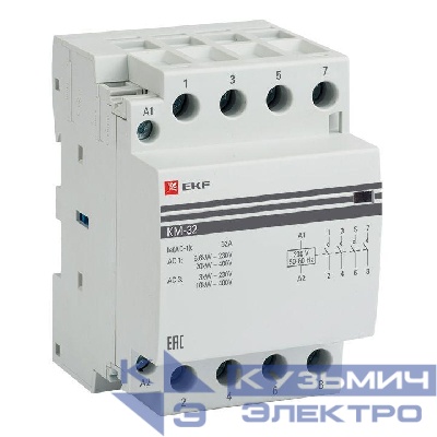 Контактор модульный КМ 32А 4NО (3 мод.) EKF km-3-32-40