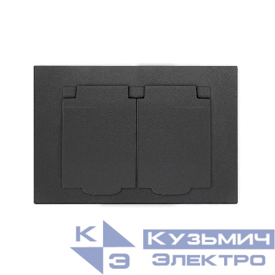 Розетка 2-м СП Афина 16А IP20 с заземл. c крышкой в сборе графит Universal A0031-Gr