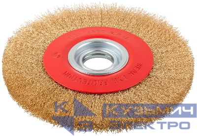 Корщетка-колесо стальная латунированная волнистая проволока 200мм FIT 39016