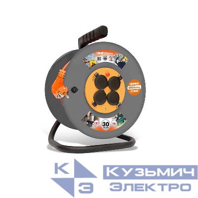 Удлинитель на катушке 4х30м с заземл. 16А IP44 ВЕМ-250 ПВС 3х2.5 термозащита UNIVersal 9634207