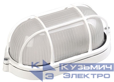 Светильник НПП 1202 100Вт E27 IP54 бел. овал с решеткой IEK LNPP0-1202-1-100-K01