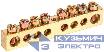 Шина PEN "земля-ноль" 8х12мм 8/1 (8групп/крепеж по центру) IEK YNN20-08-100