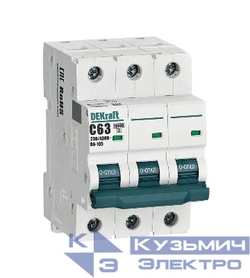 Выключатель автоматический модульный 3п C 63А 10кА ВА-105 DEKraft 13183DEK