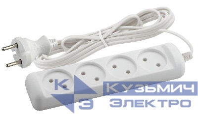 Удлинитель 4х3м без заземл. 6А IP20 UX-4-3m ШВВП 2х0.75 Эра Б0038560