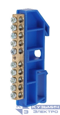 Шина N "ноль" на DIN-изол. ШНИ-6х9-10-Д NO-222-46 син. ЭРА Б0033427