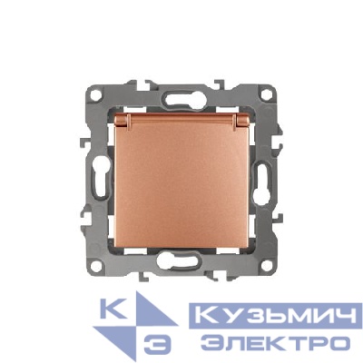 Розетка 1-м СП Эра12 12-2103-14 16А IP20 16AX 250В 2P+E Schuko защ. шторки с крышкой механизм медь Эра Б0019329