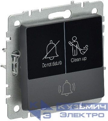 Кнопка звонка BRITE 10А ВС10-1-9-БрГ для отелей с индик. механизм графит IEK BR-V14-2-10-K53