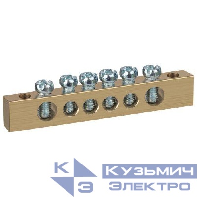 Шина NO-122-20 PEN земля-ноль 8х12мм 6/2 латунная крепеж по краям Эра Б0047235