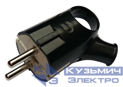 Вилка угловая с кольцом с заземлением 16А черн. 4220 IN HOME 4690612009155
