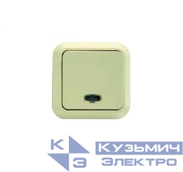 Выключатель 1-кл. ОП 10А IP20 с подсветкой крем. Makel 45221