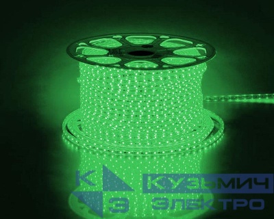 Лента светодиодная LS704 60SMD(2835)/м 4.4Вт/м 220В IP65 с 2 сетевыми шнурами 2 заглушками 2 коннекторами 10 крепежами в комплекте зел. (уп.100м) FERON 26241